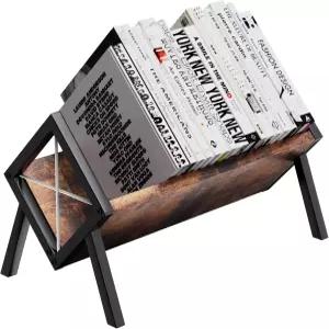 ASIFMTHOT 책상 책장 레트로 테이블탑 책 정리함 책/잡지/앨범용 미니 틸팅 - 블랙