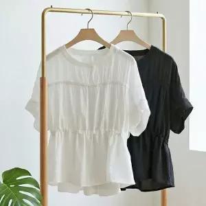 [NS홈쇼핑][샵앤] 여성 라운드넥 3단 셔링 반팔 블라우스 JR-WBL-5205[35797994]