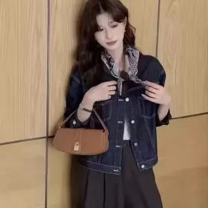 루타꽁몰 캐주얼 빈티지 여성용 청 라운드 코트 자켓 HO1