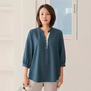 [마담4060]엄마옷 마담4060 스잔배색 중년여성 데일리 블라우스 -RBL2603059-..