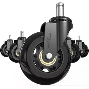 WEWIL 사무실 의자 바퀴 - 고무 캐스터 교체용 유니버설 핏 98 세트 헤비 듀티 3인치 매끄럽고 모든 바닥
