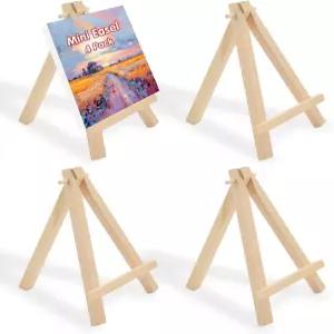 IOGOG 4PCS 나무 미니 이젤 스탠드 작은 테이블탑 디스플레이 카드용 소형 캔버스 페인팅 아티스트 공예품