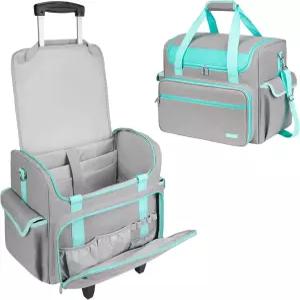 바퀴 달린 자프조라 롤링 교사 가방 분리 가능한 트롤리가 토트백 17인치 노트북 슬리브가 있는 대형 카트