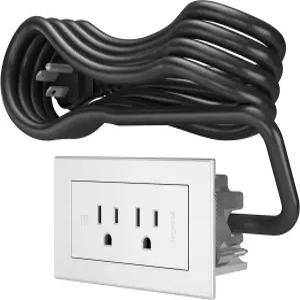 르그랑 와이어몰드 RD2WH 복사 가구 파워 센터 오목한 전원 스트립 콘센트 2개 6피트 코드 흰색