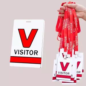 25개의 PVC 방문자 배지 랜야드와 플라스틱 패스 카드 접근 콘서트 파티 회사 캠퍼스 학교 전시회 게스트