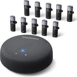 주오셩 컨퍼런스 스피커 및 마이크 10개의 AI 장착된 USB 스페이커폰 360 66피트 음성 픽업 소음 감소