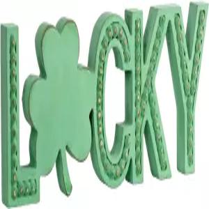 트렌딘 럭키 사인 나무 성 패트릭의 날 장식 테이블 맨텔 선반 큐비클 가정용 세인트 패티 사무실 구슬