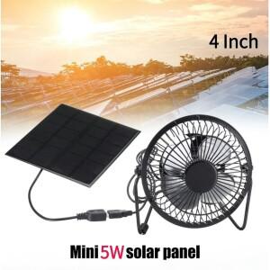 환풍기 선풍기 미니 소형 다리미 USB 태양 전지 패널 전원  사무실용 휴대용 여름 냉각 5W 4 인치