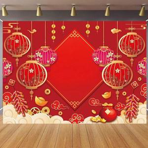 중국 설날 배경 2026년 홍등가 사진 춘절 가족 파티 장식 7X5FT 210X150CM