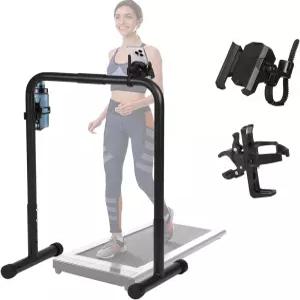 AIHSUMC 워킹 패드 핸들 바 부착 미끄럼 방지 고무 발이 있는 조절식 러닝머신 난간 스탠드 책상 아래 위한