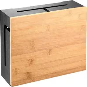 자석 뚜껑이 있는 대나무 케이블 관리 상자 - 12 6x7 8x4.3인치 내구성이 뛰어난 정리함 하드웨어 포함