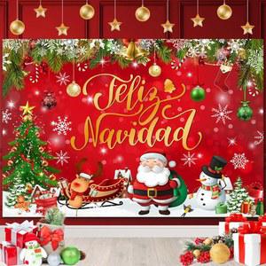 AIBIIN 펠리즈 나비다드 배경 크리스마스 파티 장식 용품 메리 배너 사진 촬영 소품 70 8X43 인치