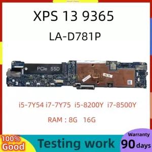 델 XPS 13 9365 노트북 마더보드용 BAZ80 CAZ80 LA-D781P i5-7Y54 i7-7Y75 i7-8500Y CPU 4GB RAM CN-0TRR79