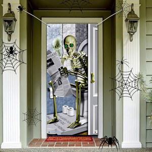 블루루 할로윈 해골 커버 재미있는 사진 소품 욕실 배경 장식 파티 용품 70 35 인치