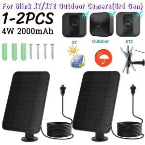 1-2피스 솔라 패널 4W 내장 2000mAh 충전식 배터리  Blink XT/XT2 카메라용  Outdoor 3세대용  고무 플러그