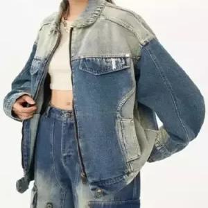 여성용 청 빈티지 춘추 자켓 자캣 코트 워싱 이른 admr3