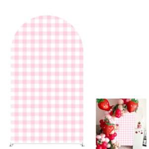 딸기 아치 커버 신축성 있는 배경 사진 부스 아치형 파티 장식 라운드 프레임 스판덱스 GX 2668 2X4FT