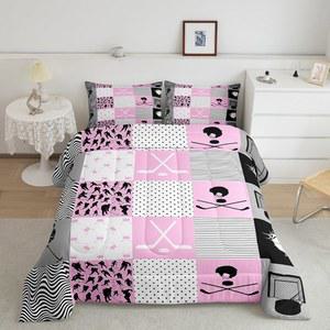 필유 아이스하키 침구 세트 트윈 사이즈 하키 선수 이불 남자 장식 핑크 스포츠 게임 침실 기하학 2Pc