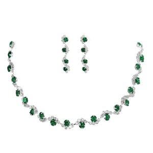 유니크라 브라이드 실버 목걸이 귀걸이 세트 크리스탈 웨딩 주얼리 라인스톤 초커 여성 및 신부용