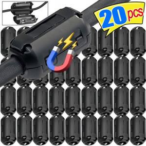 20/1피스 소음 필터 마그네틱 클립 페라이트 코어 억제 링 억 제기 전력선 전원 코드 용 케이블 클램프