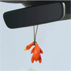 ZNDAW 스윙 덕 자동차 걸이 장식품 귀여운 백미러 펜던트 크리에이티브 스몰 로스트 RV 트럭 SUV용 UV 색상