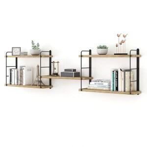 MXCSE 벽 선반, 벽걸이 책장, 벽용 DIY 플로팅 선반, 방, 침실, 거실용 나무 걸이 책장, 쉬운 설치 목재, 너비 127cm 50인치 x 높이 43cm 17인치