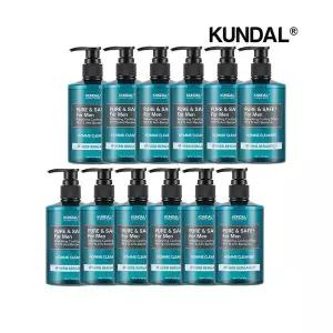 스킨케어 쿤달 퓨어 앤 세이프 쿨링 남성청결제 허브베르가못 300ml x12개