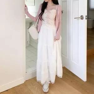 [옷자락]여성 일상 로맨틱 바캉스 스타일 레이스 프릴 롱 스커트