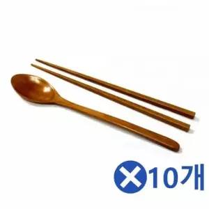 나무수저 젓가락 세트 10개 업소용 식당 수저 포크