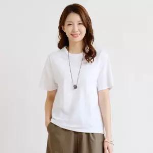 [엘클로] 여성 여름 데일리 인견 심플 라운드 반팔 티셔츠