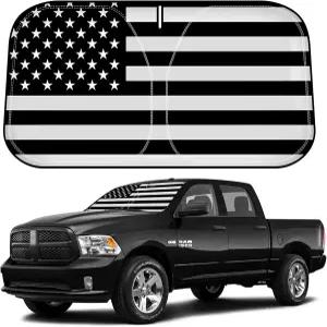2009-2018 닷지 램 1500 윈드실드 선쉐이드 전면 창문 아메리칸 플래그 선바이저 프로텍터 핏 레귤러캡