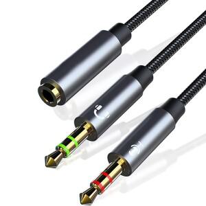 컴퓨터용 헤드폰 분배기  3.5mm 여성-2 듀얼 남성 오디오 어댑터  헤드셋 마이크 게임과 호환 가능