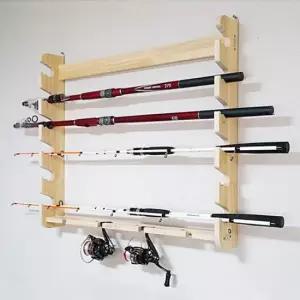 미소비즈 아름데코 원목 낚시대 벽걸이형 로드 거치대 6구
