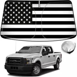 2015-2020 포드 F150용 베스트뷰 윈드실드 선쉐이드 아메리칸 플래그 커스텀 핏 접이식 전면 창문 선바이저