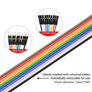 10PIN 순수 구리 듀폰 와이어 남성-남성  2.54 단자 연결 28 코어 금판 케이블