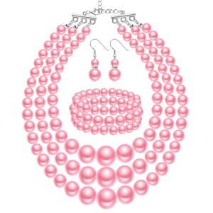 하이샌디 1920년대 여성 의상용 진주 목걸이 파티 결혼 선물용 가짜 팔찌 귀걸이