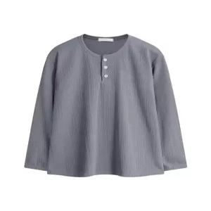 [해리슨][해리슨] 비타민 헨리넥 단추 긴팔티 LWDF1175