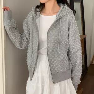 여자 부클 봄아우터 포켓 퍼프 투웨이 후드집업