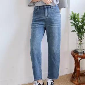 [옷자락]여자 봄팬츠 워싱 뒷밴딩 배기진 스판 데일리 청바지