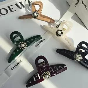 [옷자락]여자 카멜리아 진주 플라워 고급 데일리 헤어 집게핀