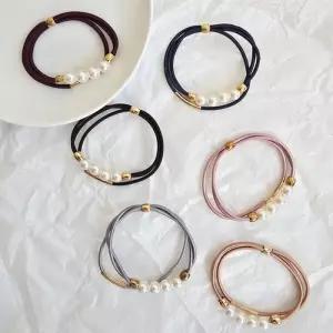 여자 베이직 진주 포인트 기본 6컬러 머리끈