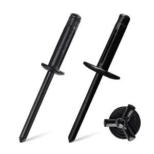 삼중 접이식 리벳  풀 블랙 알루미늄 대형 헤드 플랜지 타입  금속 팝 폭발 블라인드 40 개  100 개