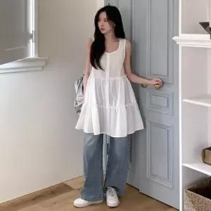 여자 폴리 루즈핏 프릴 티어드 미니원피스