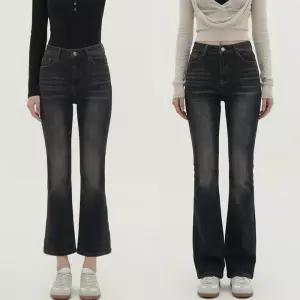 여자 사계절 하이웨이스트 스판 부츠컷 청바지