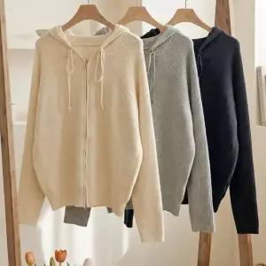 [옷자락]여자 레이온혼방 루즈핏 후드 집업 니트 가디건