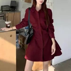 여자 핀턱 셔링 허리라인 플레어 미니원피스