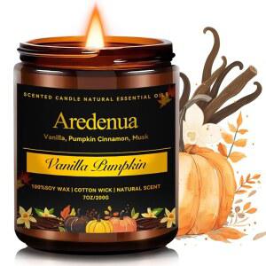바닐라 펌킨 캔들 u2013 따뜻한 홀리데이 & 겨울 아로마, 크리스마스 홈 데코 및 아늑한 계절 선물을 위한