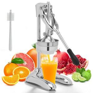수동 착즙기, 손으로 누르는 간편한 시트러스 압착기, 오렌지, 레몬, 자몽 탈착식 필터 바구니에 적합한 고강도 전문 스테인리스 스틸 착즙기로 쉽게 청소할 수 있습니다