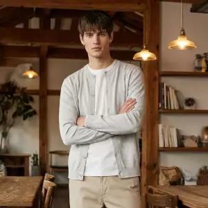 [백화점 정품] 헤지스 남성 멜란지 면혼방 가디건 HZSW6A203G1