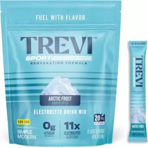 TREVITM 스포츠 무설탕 전해질 - 리하이드레이션 파우더 패킷 음료 믹스 20 카운트 북극 서리